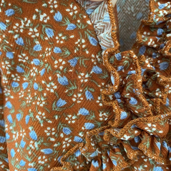 Lulu’s Orange Floral Ruffled Long Sleeve Dress - Picture 12 of 14